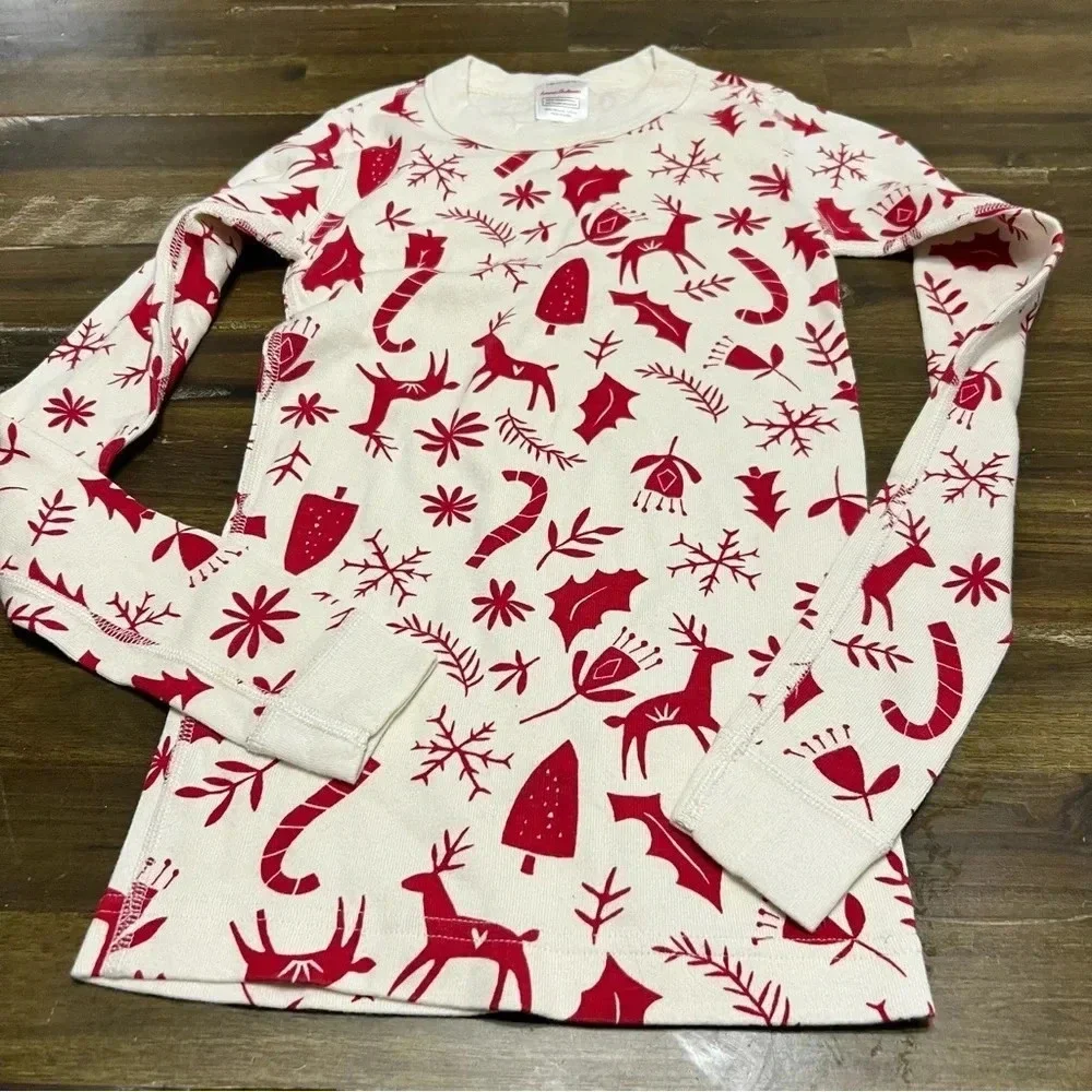 Hanna Andersson Holiday Pajama Top Kids 10 Christmas Red Long Sleeve